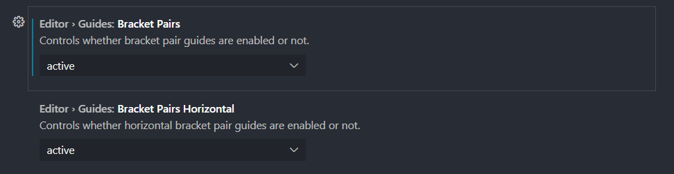 vscode settings for Bracket Guides